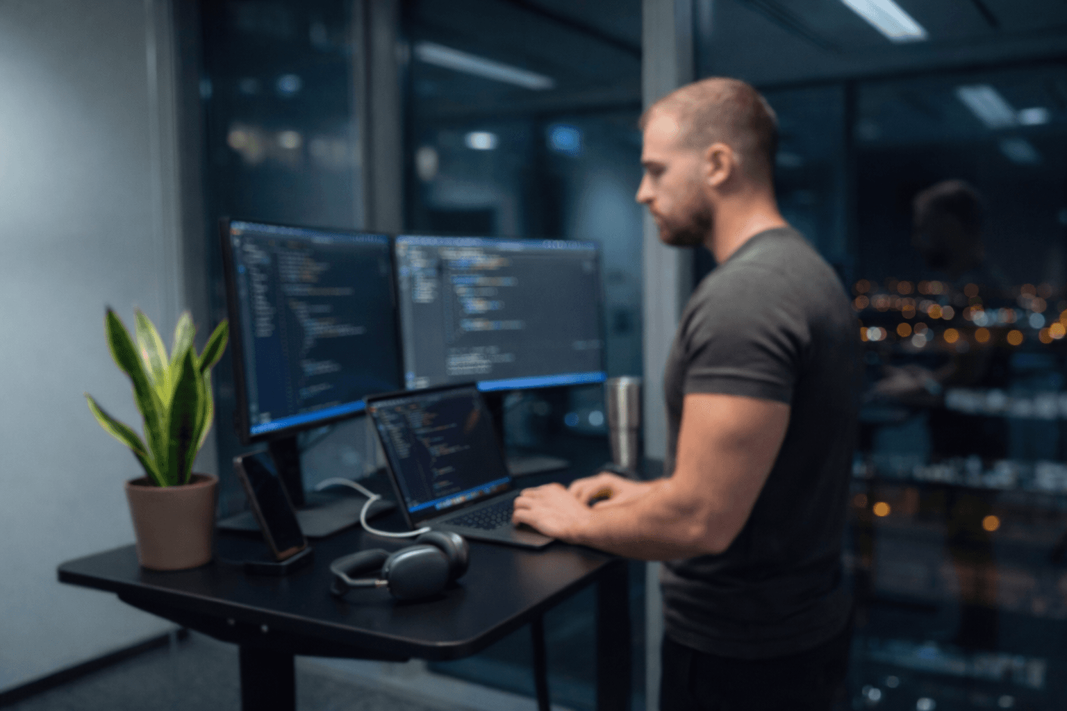 Developer working on code